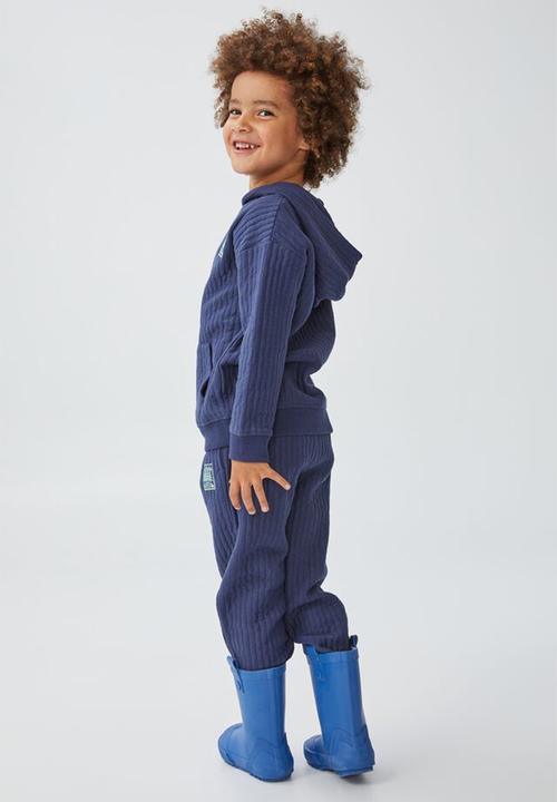 Cotton On - Kyle drop shoulder hoodie - indigo rib badge