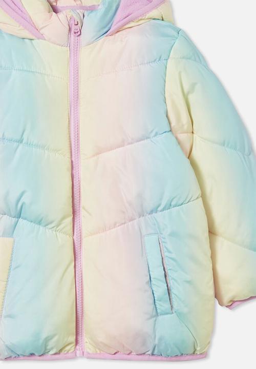 Cotton On - Frankie puffer jacket - rainbow ombre