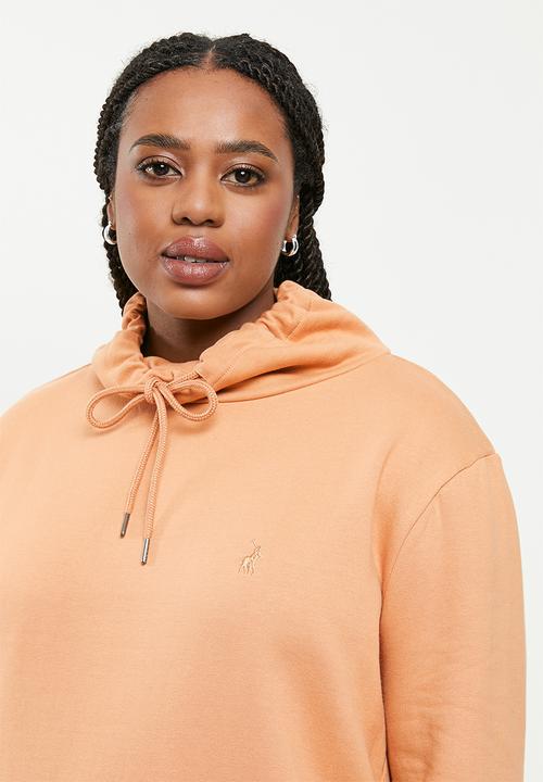 POLO - Plus woman long sleeve sweater dress - camel