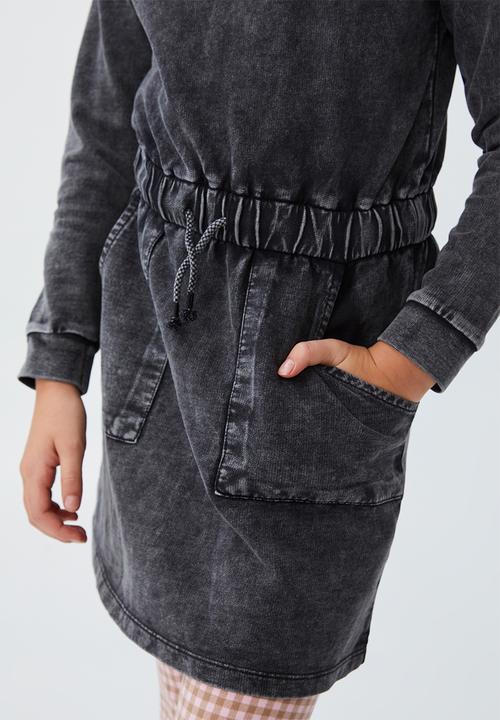 Cotton On - Ella long sleeve dress - black wash
