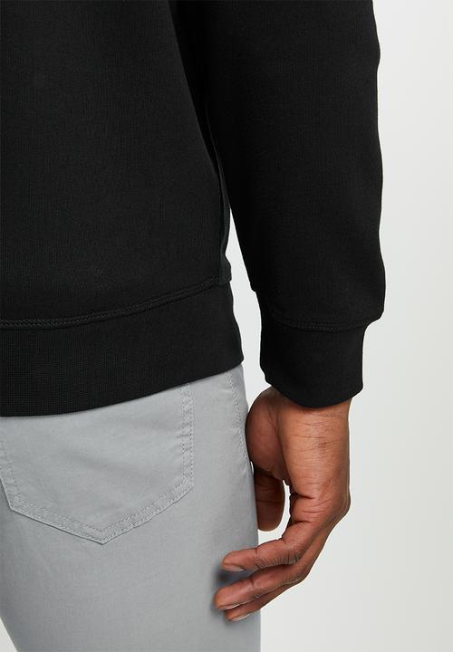 POLO - Men crew fleece sweat - black