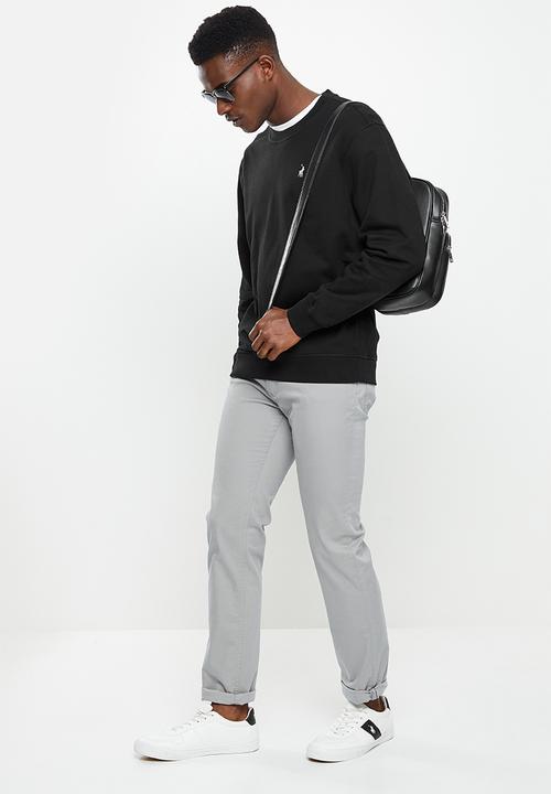 POLO - Men crew fleece sweat - black