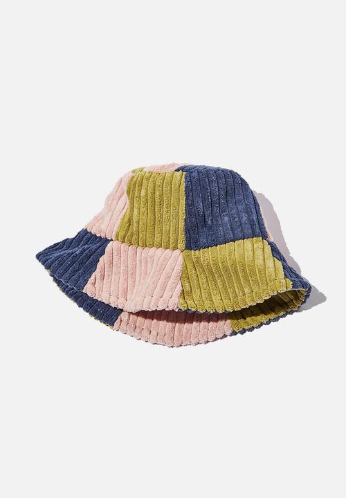 Rubi - Bianca textured bucket hat - patchwork cord green mix