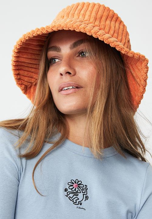 Rubi - Bianca textured bucket hat - orange cord