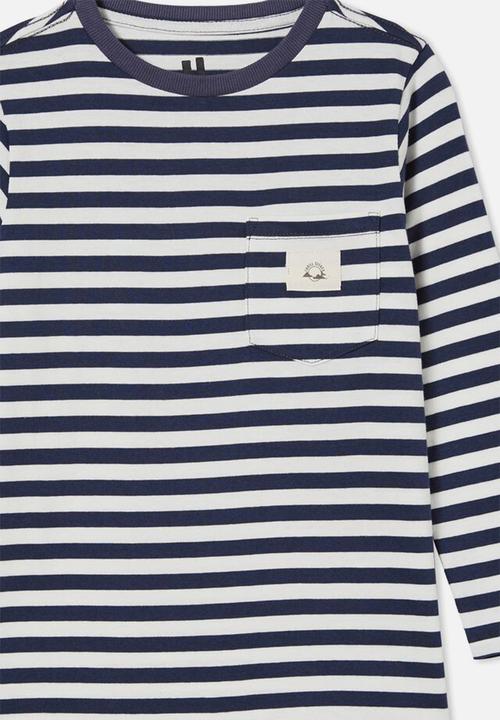 Cotton On - Core long sleeve tee - navy & white