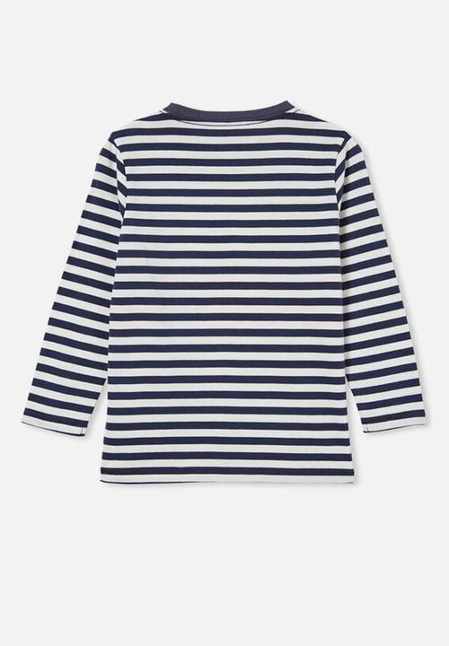 Cotton On - Core long sleeve tee - navy & white