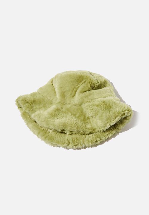 Rubi - Bianca textured bucket hat - retro green fluffy