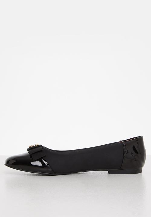 POLO - Bow faux suede pump - black