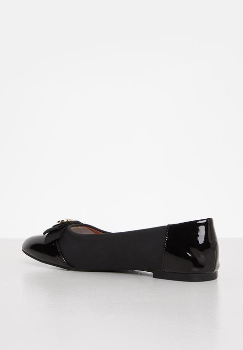 POLO - Bow faux suede pump - black
