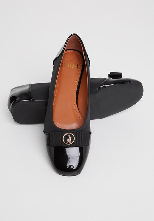 POLO - Bow faux suede pump - black
