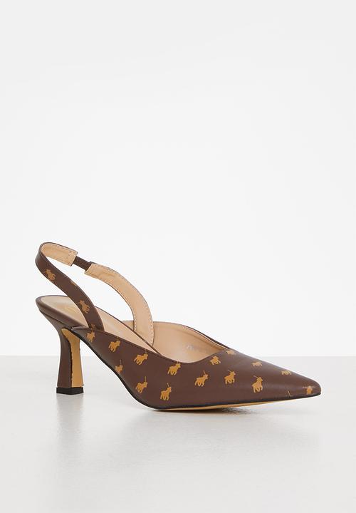 POLO - Monogram sling back - brown