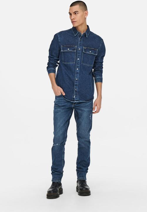 Only & Sons - Bill denim overshirt - blue