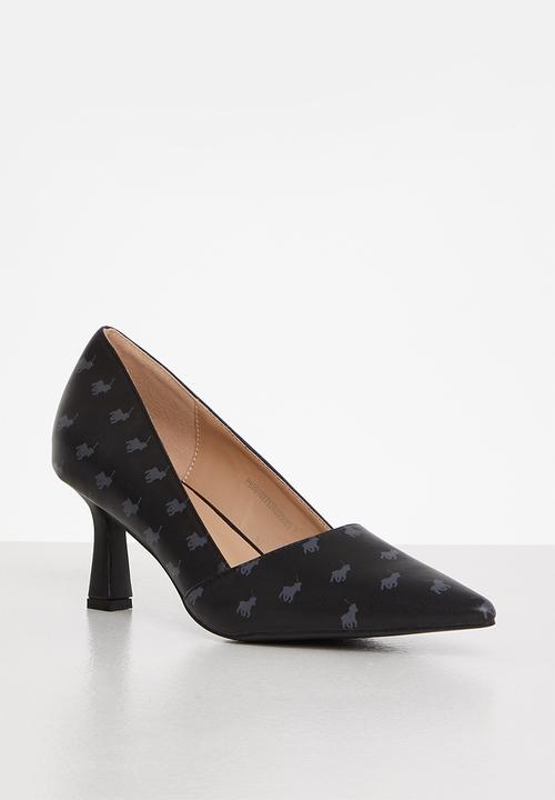 POLO - Pointed toe monogram pump - black