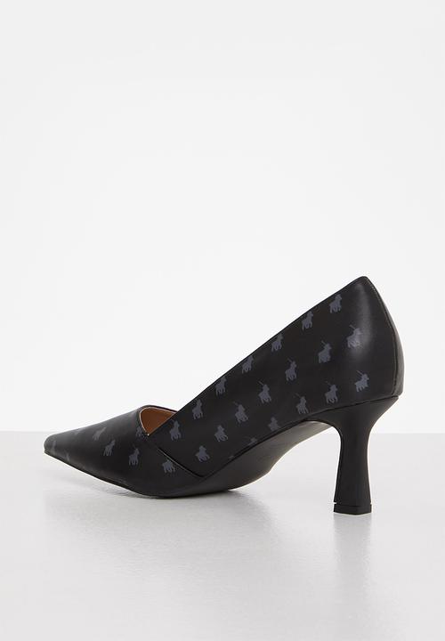 POLO - Pointed toe monogram pump - black
