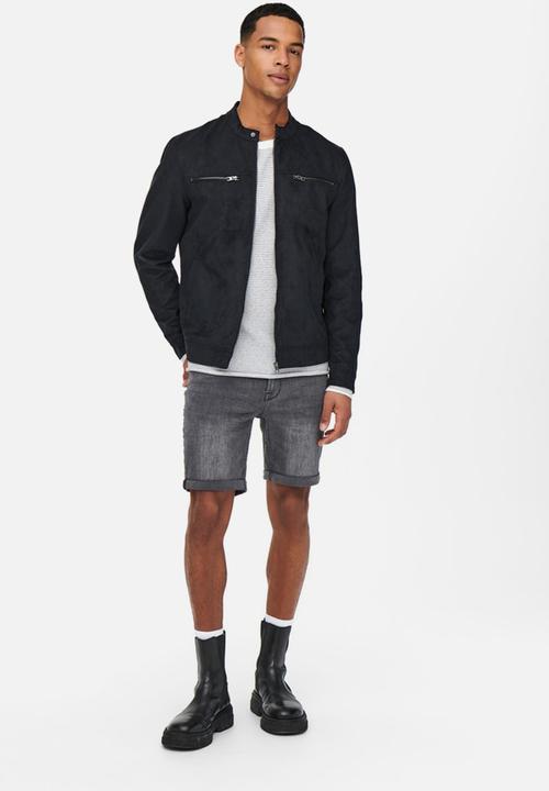 Only & Sons - Willow fake suede jacket - black