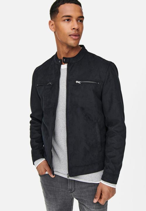 Only & Sons - Willow fake suede jacket - black