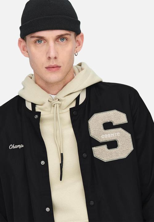 Only & Sons - Ace varsity jacket - black