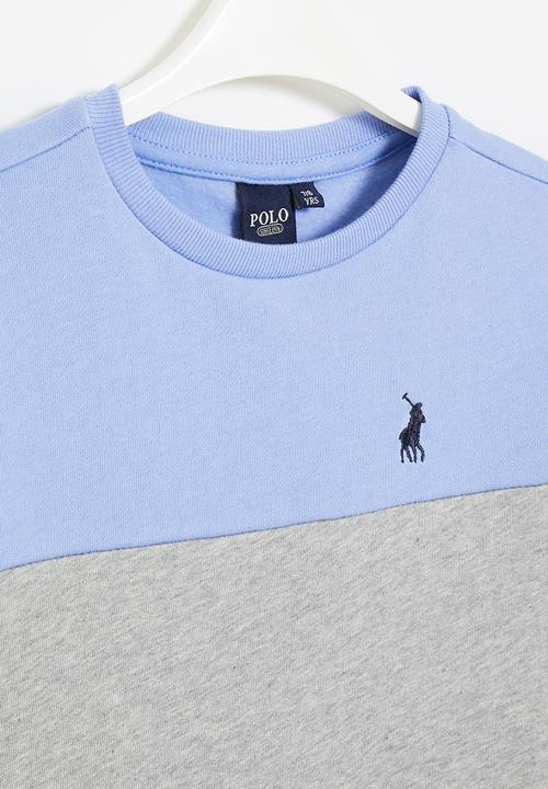 POLO - Boys colour blocked crew neck sweater - light blue
