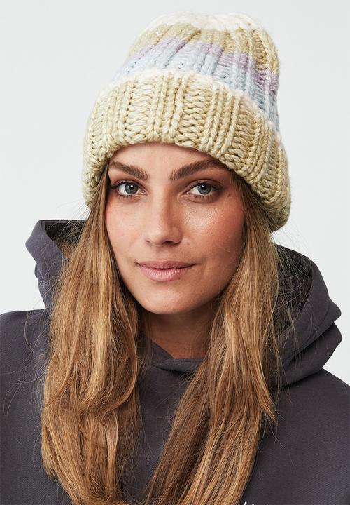 Rubi - Chunky knit beanie - clean green stripe