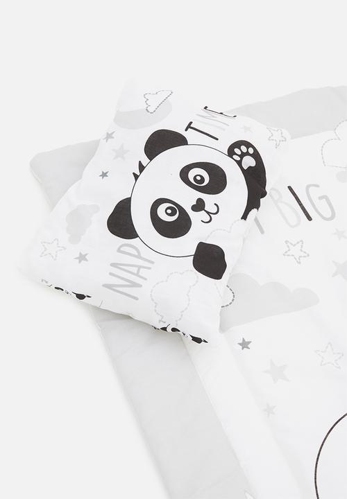 Character Group - Panda camp cot comforter - white & grey