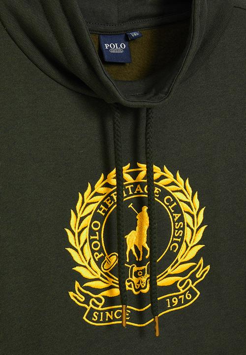 POLO - Boys high neck crested sweater - olive