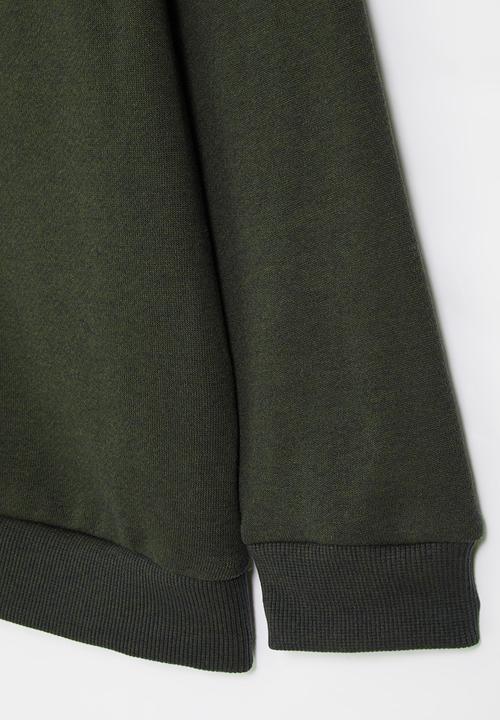 POLO - Boys high neck crested sweater - olive