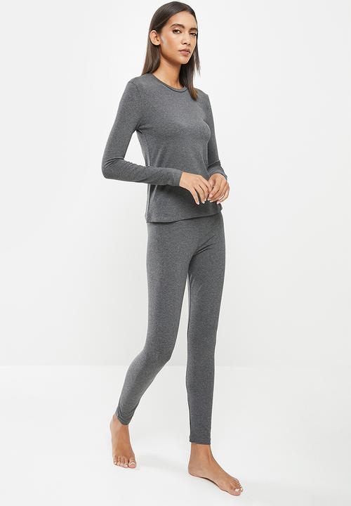Superbalist - Slim fit sleep set - charcoal melange