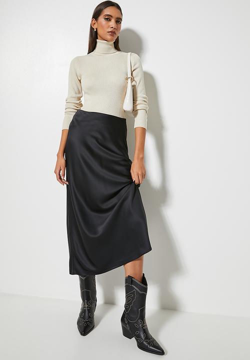 Superbalist - Long midi slip skirt - black