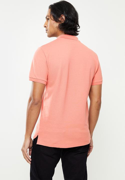 POLO - Mens plain pique short sleeve golfer - pink
