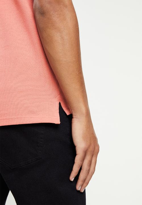 POLO - Mens plain pique short sleeve golfer - pink