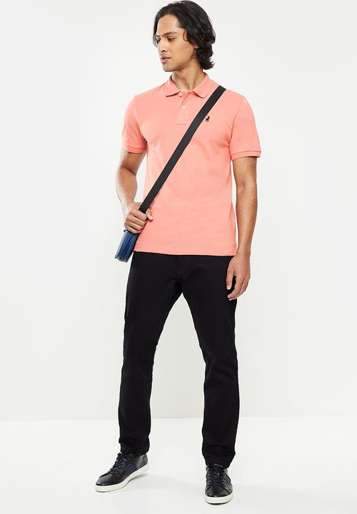 POLO - Mens plain pique short sleeve golfer - pink