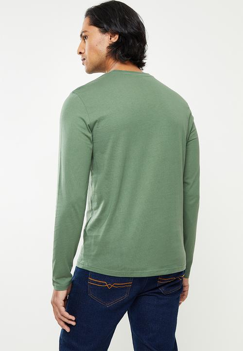 POLO - Men plain long sleeve tee - fatigue