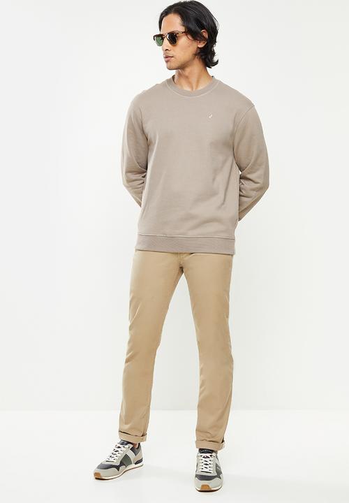 POLO - Men crew fleece sweat - taupe