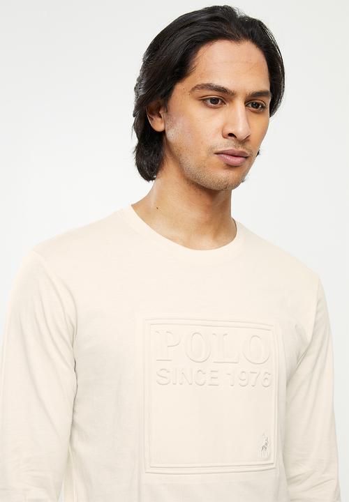 POLO - Men embossed long sleeve tee - stone