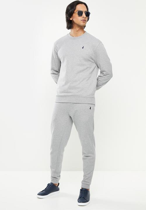 POLO - Men Crew Fleece Sweatshirt - Grey Melange