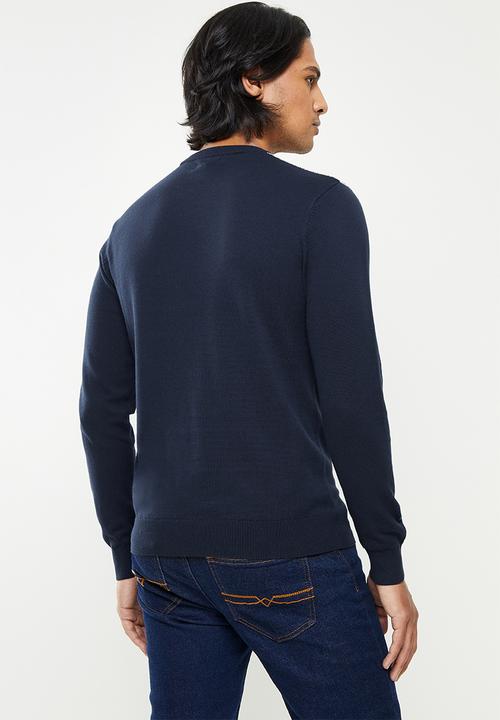POLO - Men colourblock long sleeve knitwear - navy