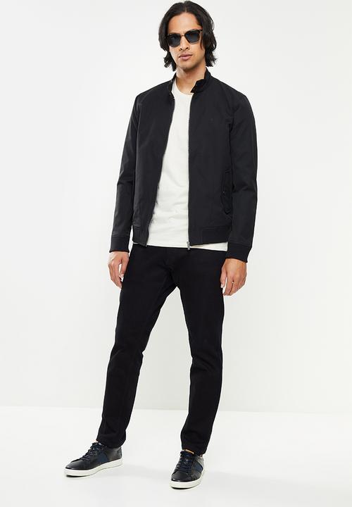 POLO - Mns ribbed harrington jacket - black