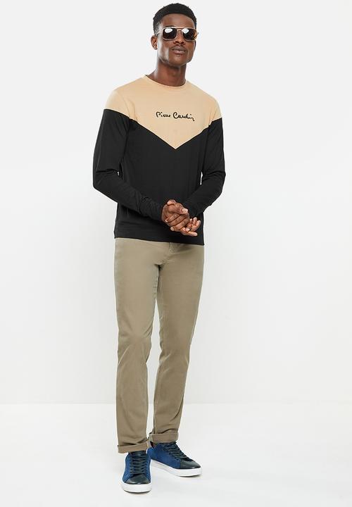 Pierre Cardin - PC Paul Stretch long sleeve Tee - Stone/Black