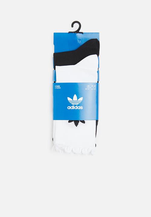 adidas Originals - Ruffle crew 2 pack socks for her - white & black