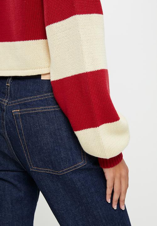 Glamorous - Rugby stripe knit - red & beige 