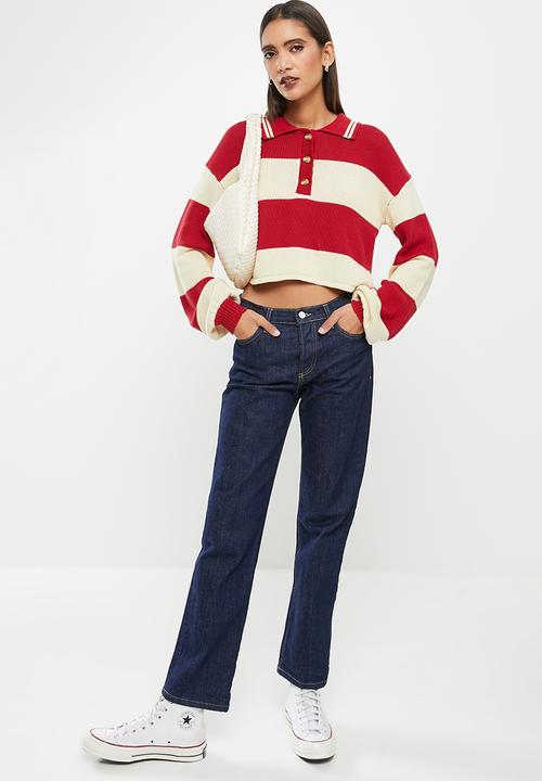 Glamorous - Rugby stripe knit - red & beige 
