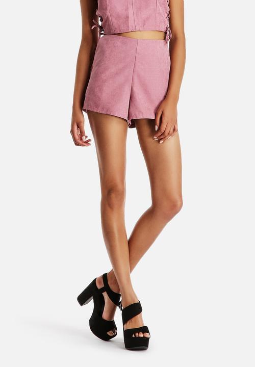 Neon Rose - Pink Suede Shorts