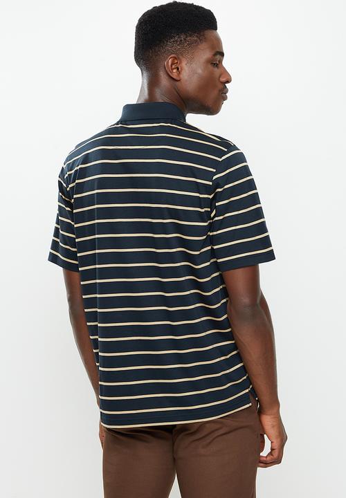 Pierre Cardin - PC Mercerized 114  Richness Striped  Golfer  - Black & stone