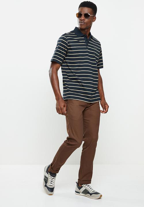 Pierre Cardin - PC Mercerized 114  Richness Striped  Golfer  - Black & stone