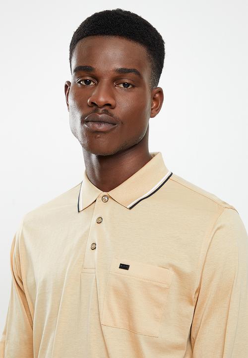 Pierre Cardin - PC Mercerized  200  long sleeve Soft Golfer  - Stone