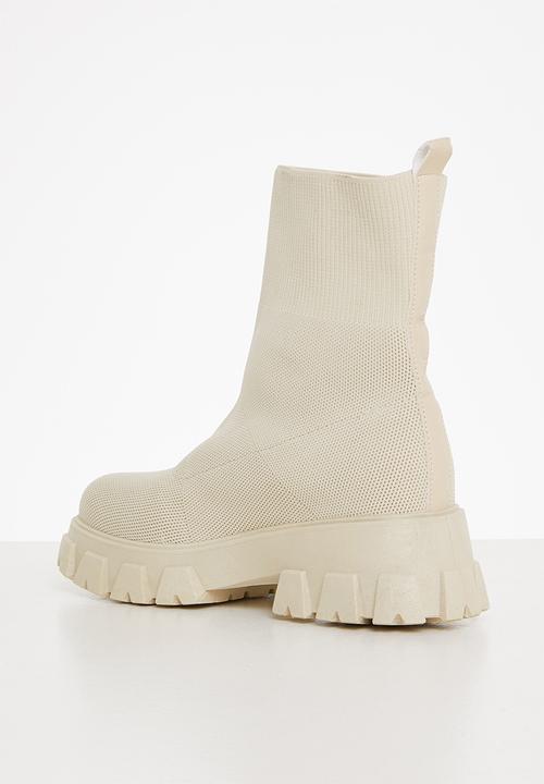 Plum - Sparkle chunky ankle boot - cream