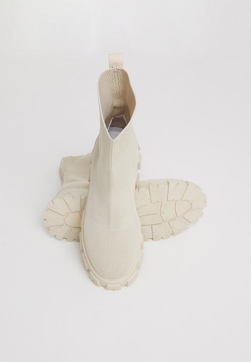 Plum - Sparkle chunky ankle boot - cream