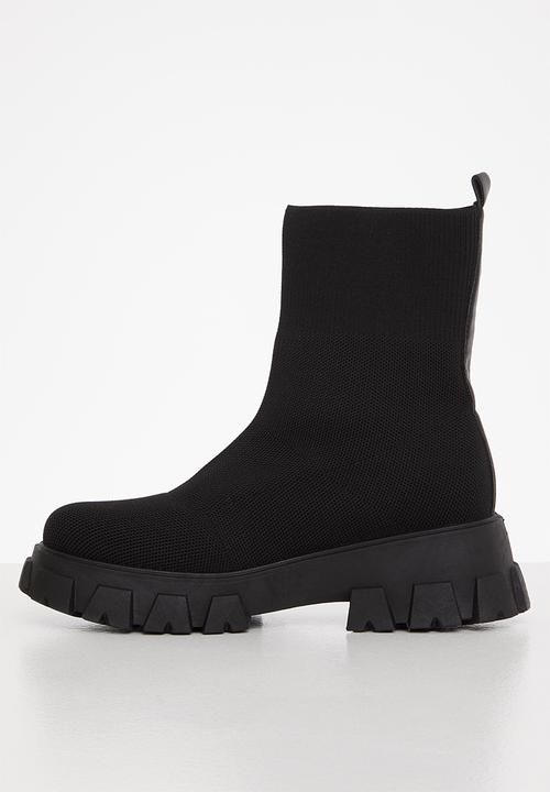 Plum - Sparkle chunky ankle boot - black
