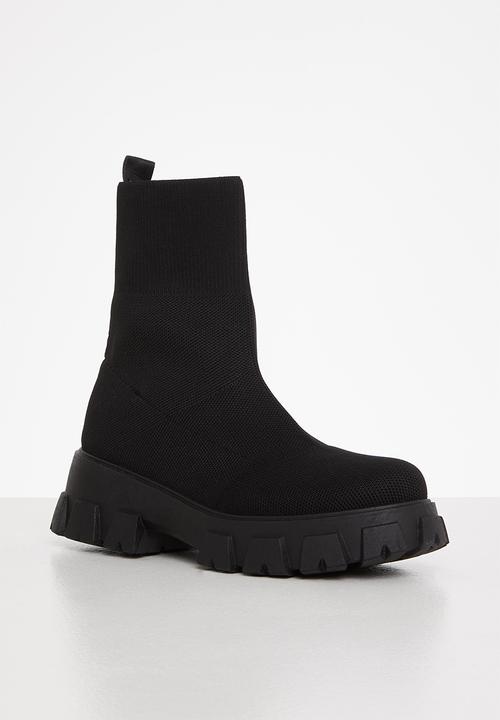 Plum - Sparkle chunky ankle boot - black