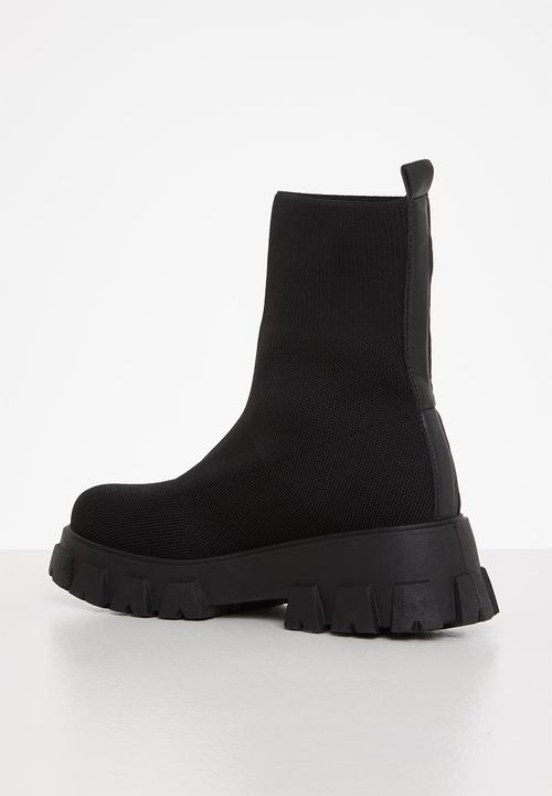 Plum - Sparkle chunky ankle boot - black